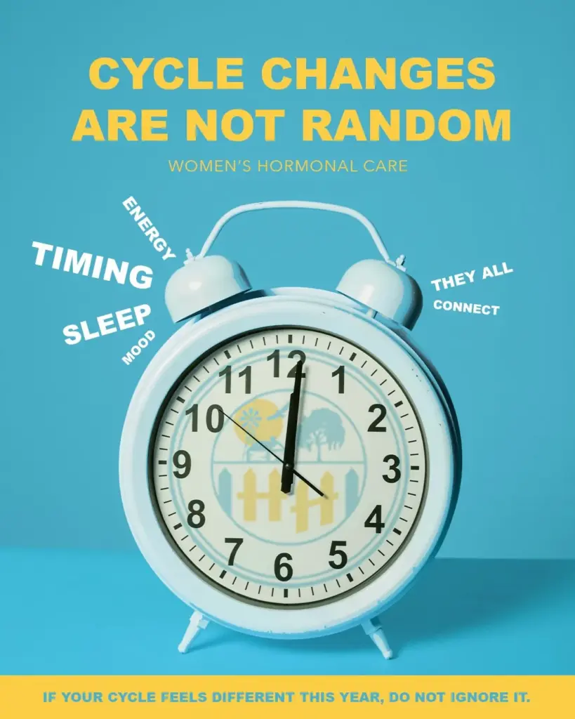Alarm clock with the words Cycle changes are not random