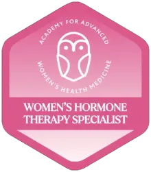Women's Hormone Therapy Specialist badge from the Academy for Advanced Women's Health Medicine